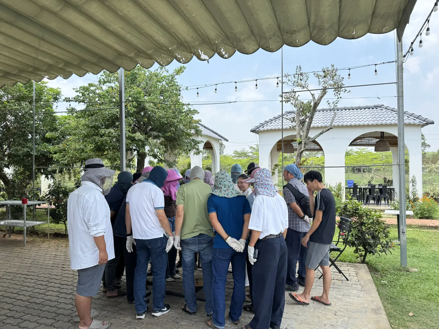 Học viên thực hành nuôi ong dú tại Trại Ong Quý, Trảng Bàng
